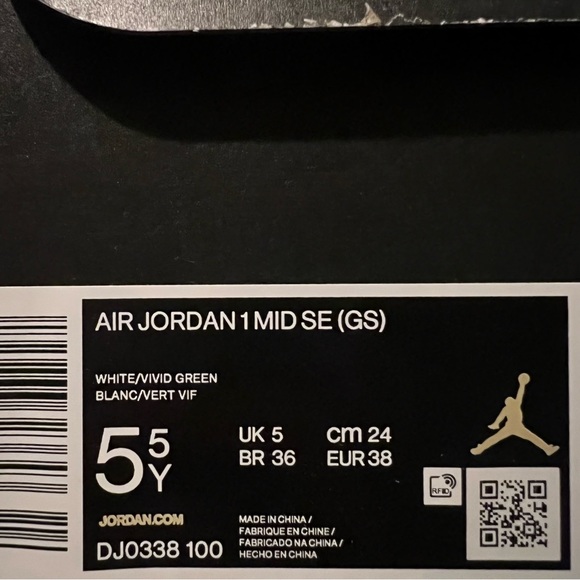 NWB Air Jordan 1 Mid GS Pastel Vivid Green Grind Sneakers - Picture 8 of 9